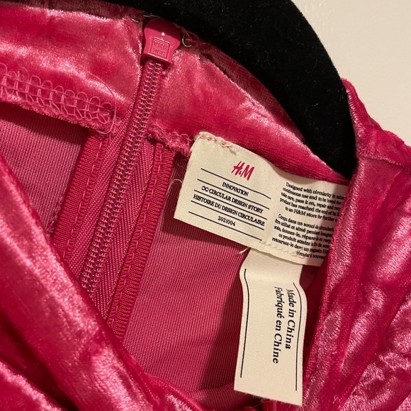 H&M Studio Velvet Pink Long Sleeve Dress Draped Velour - Picture 6 of 9